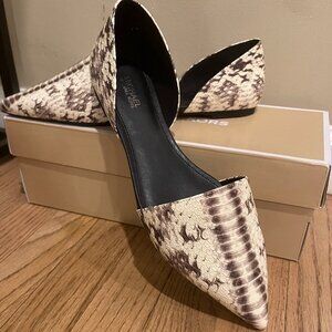 Mila flats with snake pattern.